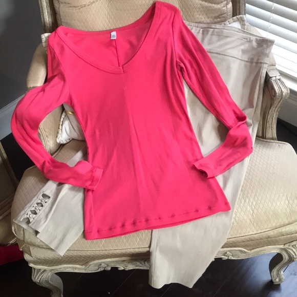 Victoria's Secret Tops - VICTORIA SECRET LONG SLEEVE HOT PINK SHIRT